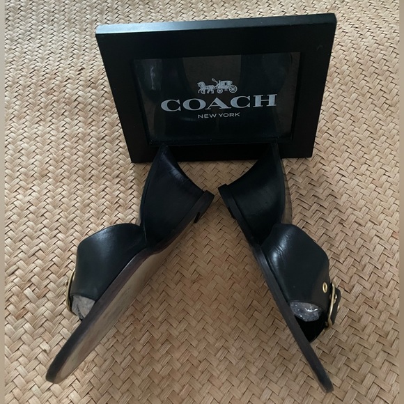 Coach Black Slides with Signature Brass Hardware - Picture 4 of 16
